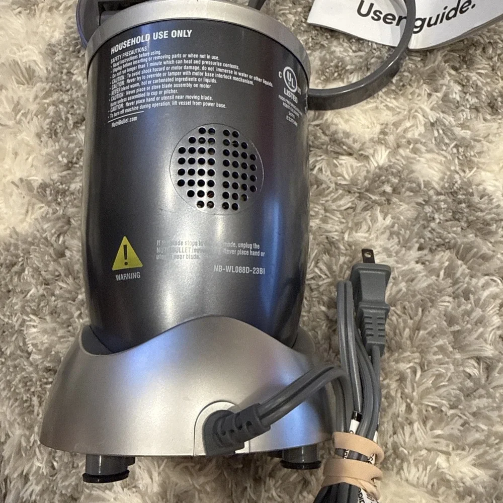 Nutribullet 600W Original Personal Blender Gray NBR-0601WM Cup Lid Ring Manual